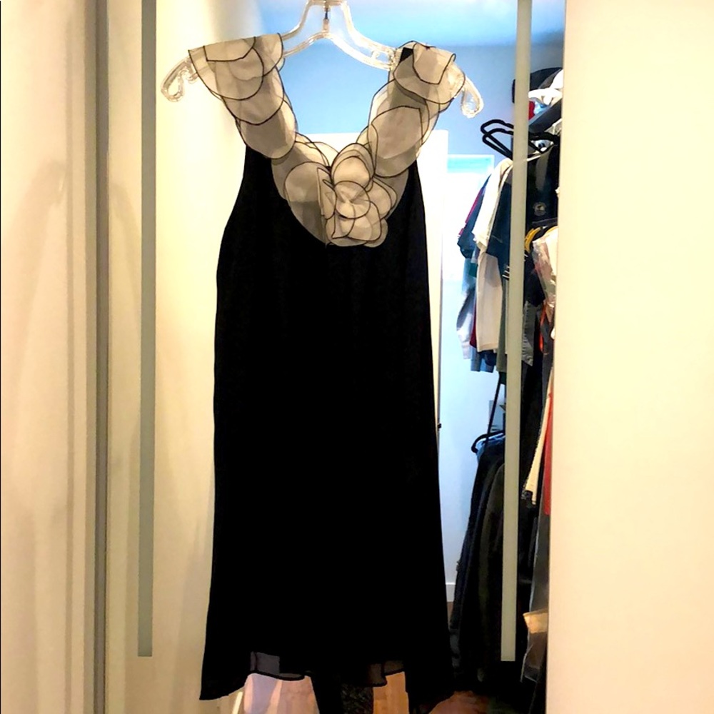 Alice & Olivia black silk dress with flower detail